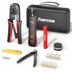 AMPCOM RJ45 Crimping Tool,Network Tool Kit for Cat5e Cat6, 7 in 1 Portable Ethernet Cable RJ45/RJ11 Crimper Kit with Soft Case