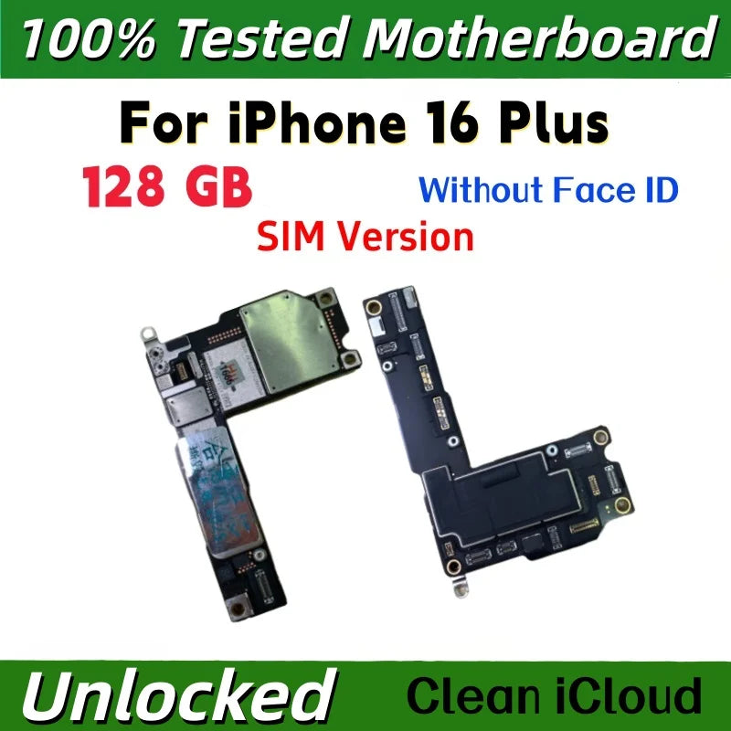 100% Unlocked Motherboard For iPhone 16 Pro Max With Face ID Support iOS Update Logic Board Clean ICloud Mainboard SIM Version