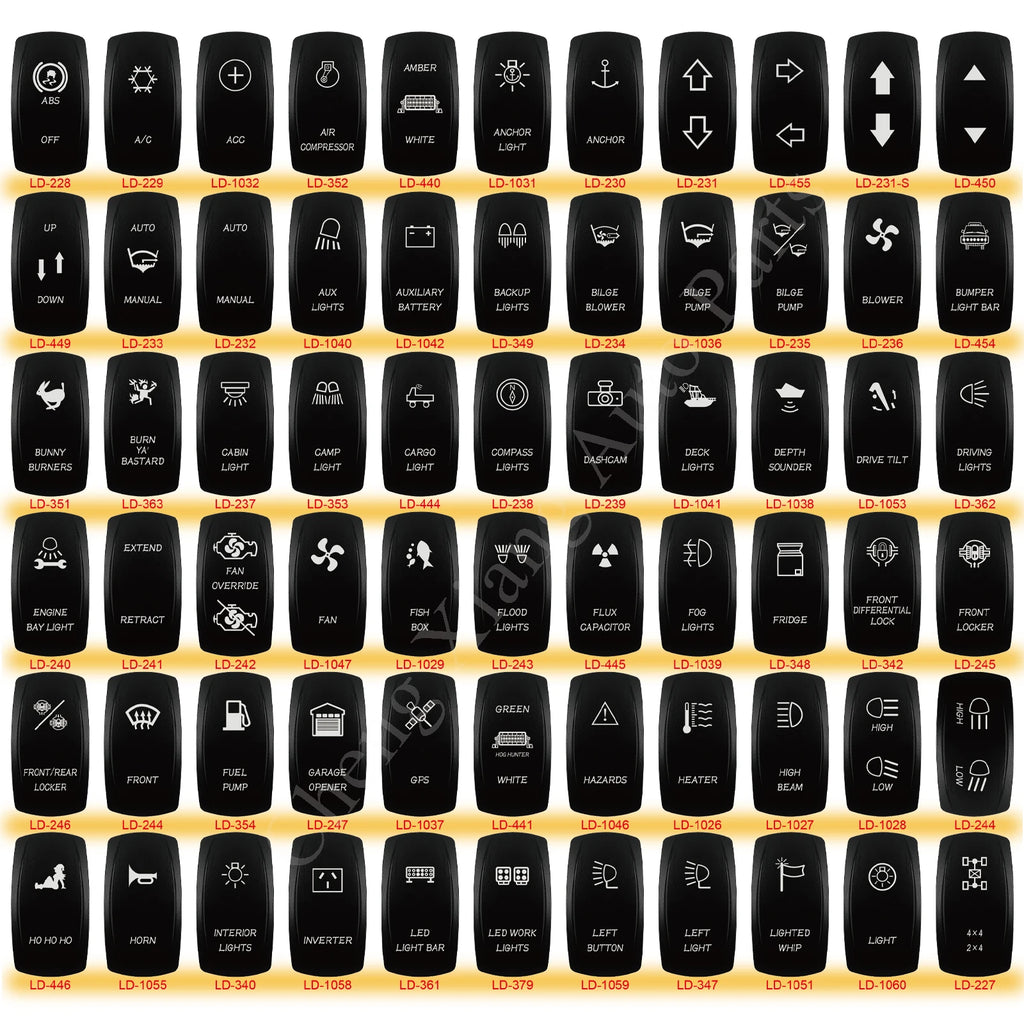 12V 20A Blue Led Car Boat Laser Rocker Switch ON OFF, (ON) OFF, ON OFF ON, (ON) OFF ON, (ON) OFF (ON) Waterproof