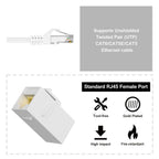 ZoeRax RJ45 CAT6 Keystone Coupler Female to Female Insert Coupler, UTP CAT6 Keystone Inline Coupler White