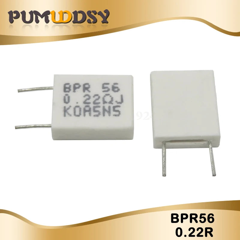 100PCS BPR56 5W 0.1 0.15 0.22 0.25 0.33 0.5 ohm Non-inductive Ceramic Cement Resistor 0.1R 0.15R 0.22R 0.25R 0.33R 0.5R