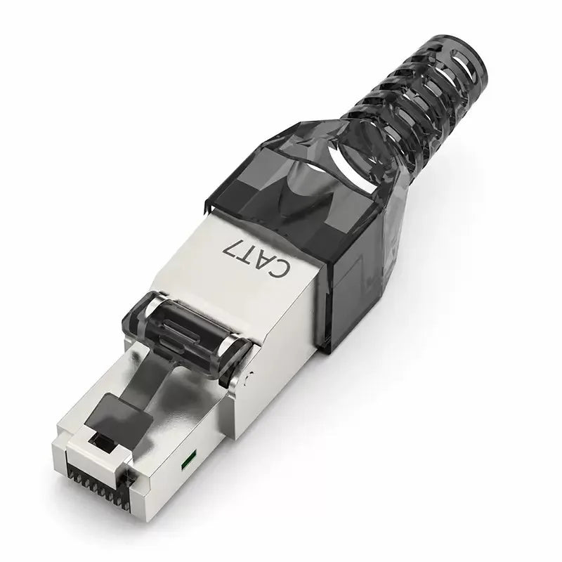 SUMMITEK CAT8 Cat7 CAT6A Tool-Free Connector RJ45 Termination Plug SFTP Zinc Alloy Shielded for Ethernet Cables POE