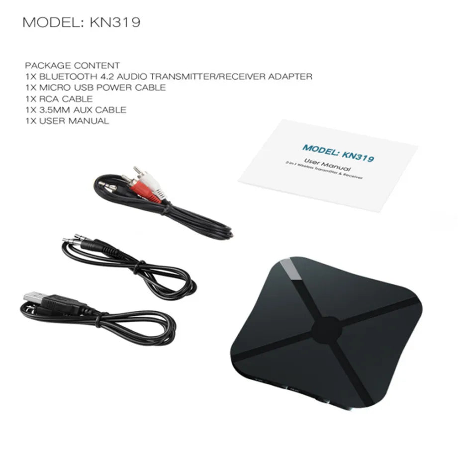 Grwibeou Bluetooth 5.0 4.2 Receiver and Transmitter Audio Music Stereo Wireless Adapter RCA 3.5MM AUX Jack For Speaker TV Car PC