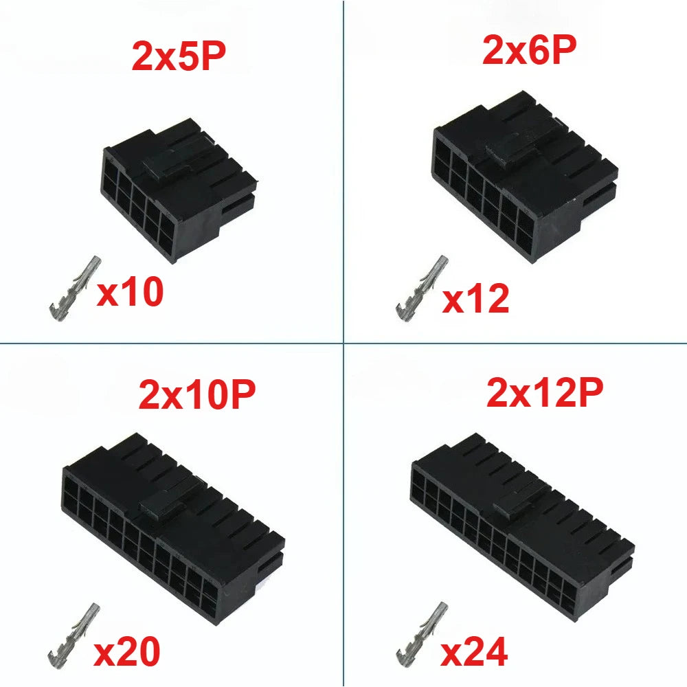 10Sets 4.2mm 5557 Black Automotive Wire Connector Male Shell+Female Terminal 2-24 Pin for PC/Computer Graphics Card PCI-E Power