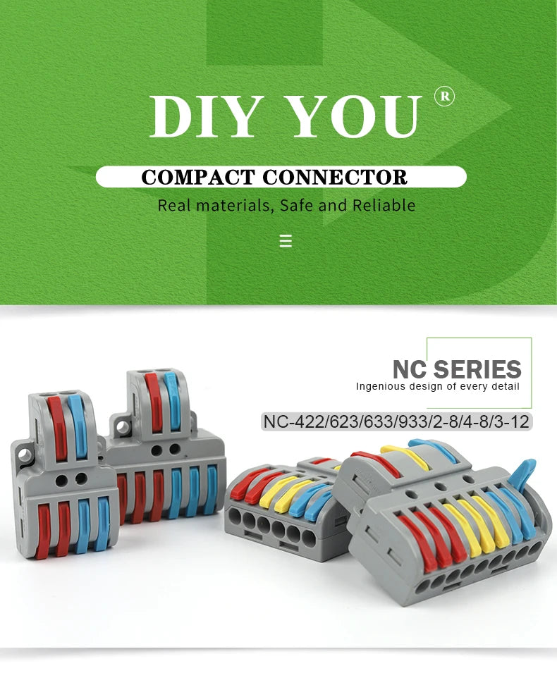 5PCS Wire Connector Multicolour Lever Push-in Electrical Cable Home Connectors LED Junction Box Universal Compact Terminal Block