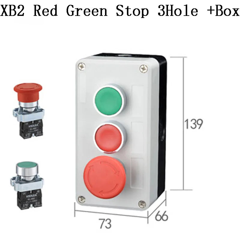 NEW XB2 Metal button switch control box start stop industrial identification symbol self reset circular emergency stop SWITCH
