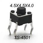 50PCS 4.5X4.5MM 4Pin DIP H=3.5/3.8/4.0/4.3~12mm 12V Tiny Button Tact Switch 260GF Momentary Tactical Push Button Parts Repair