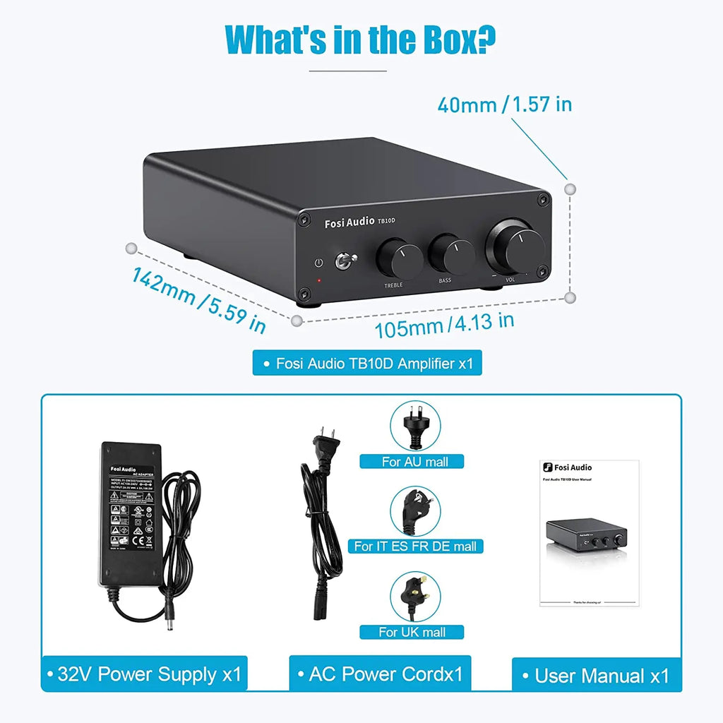 Fosi Audio Upgrade 600W Digtal HiFi Sound Power Amplifier TPA3255 Class D Stereo Amp With Treble & Bass For Home Theater Speaker