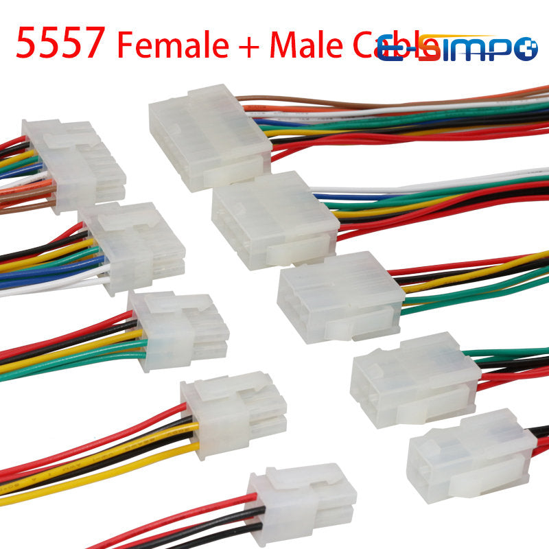 5557 5559 4.2mm/0.165" Automobile Harness Connector 2/4/6/8/10-24 Pin 30cm Electric Motorcycle Controller Male Female Plug Wire