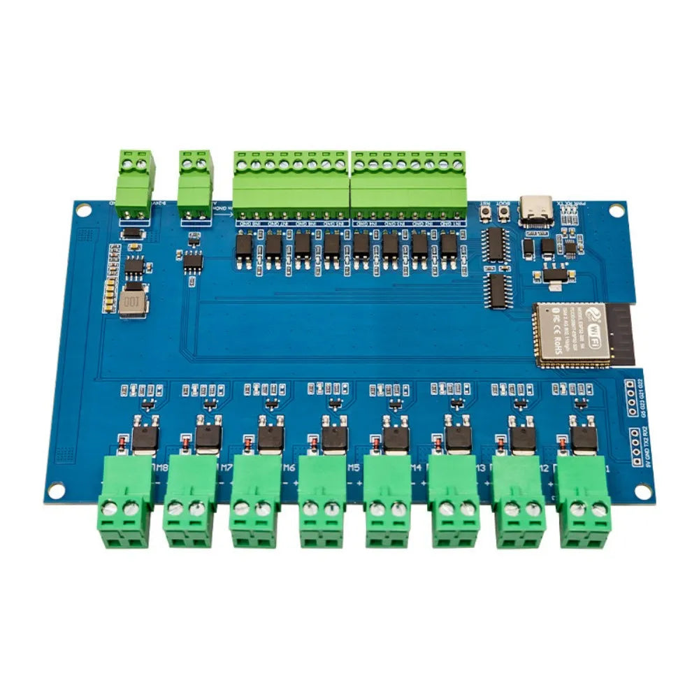 ESP32 Modbus RTU 8CH MOSFET Module RS485 TTL UART 8 Opto-Isolated Input CH340 WiFi BT Type-C & 7-24VDC Dual Dual Power Supply