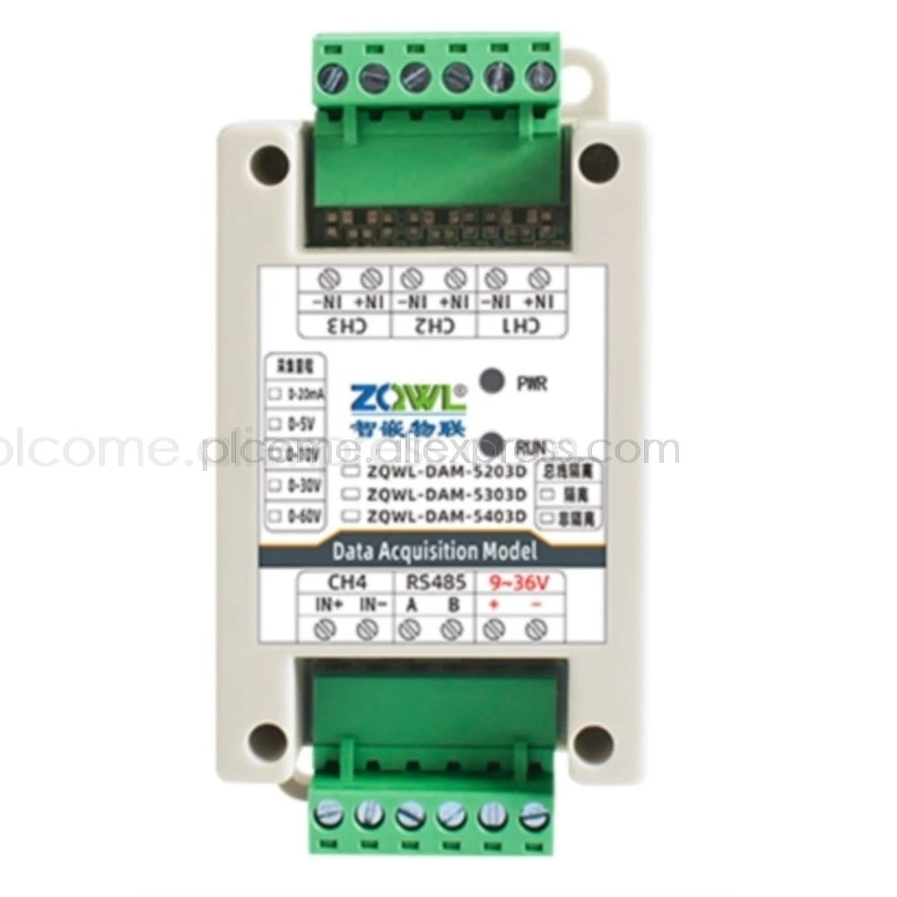 2-16 Channels Analog Inputs Data Acquisition Module 16-bit Modbus RTU Optional RS485/CAN 0-10V 0-20mA 0.1%FS Industrial Grade