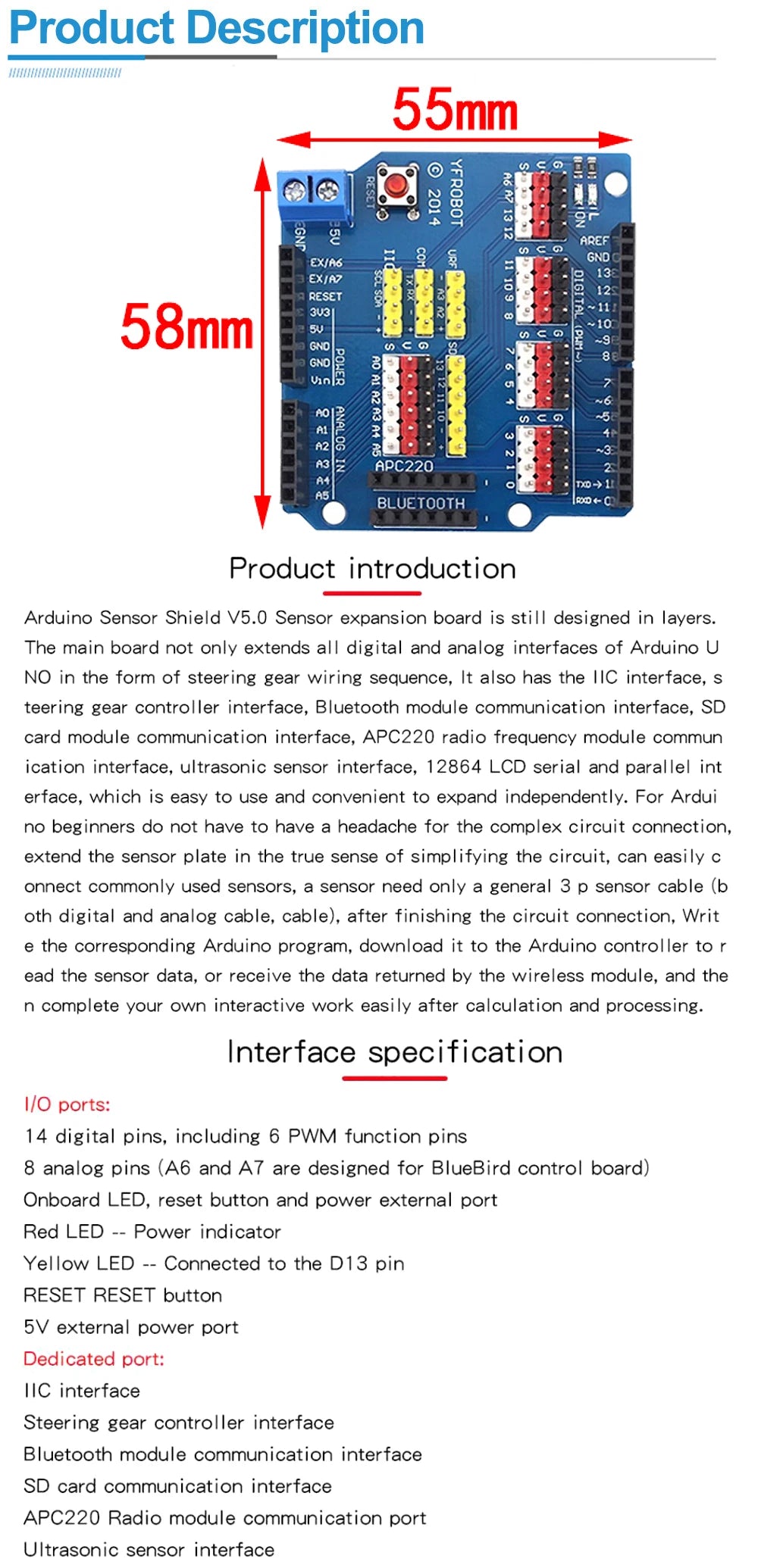 V5 Sensor Shield Expansion Board Shield For Arduino UNO R3 V5.0 Electronic Module Sensor Shield V5 expansion board