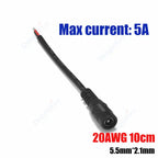 1-100pcs DC Power Pigtail Cable 5.5 2.1mm Female Male Plug 5V 12V Jack Connector Wire For CCTV Camera LED Strip Power Adapter