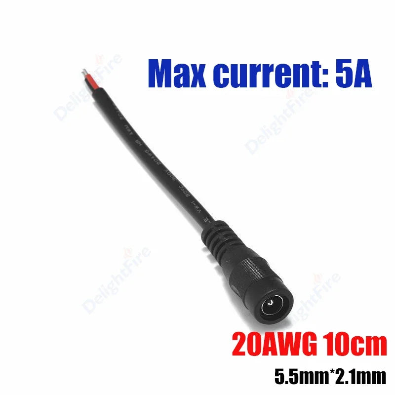 1-100pcs DC Power Pigtail Cable 5.5 2.1mm Female Male Plug 5V 12V Jack Connector Wire For CCTV Camera LED Strip Power Adapter