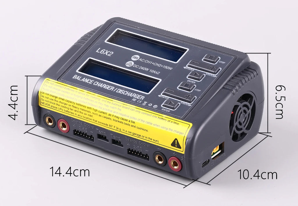 HTRC L6X2Lipo Intelligent Balanced Charger for RC Model Aircraft Dual Channel 2-6S Remote Control LiPo Battery Charger