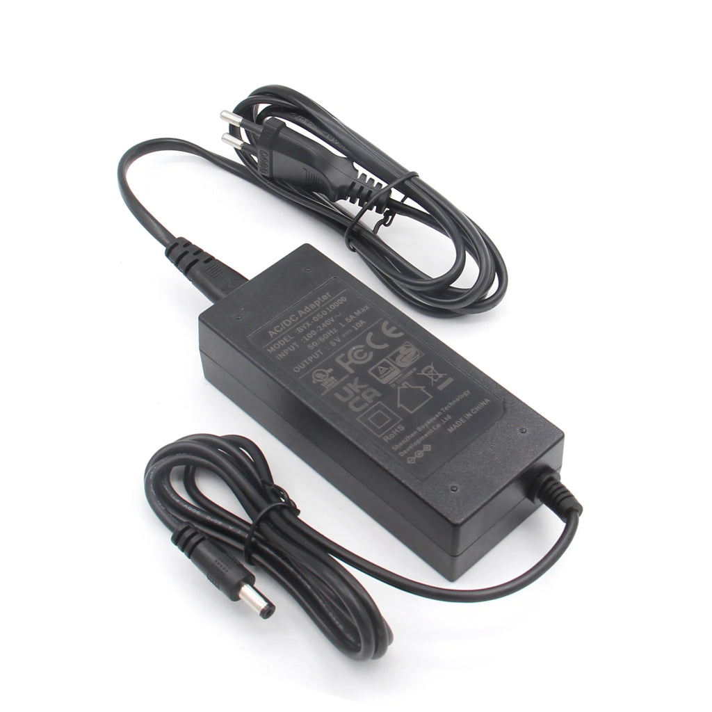 Geekworm 5V 10A Power Adapter Power Supply DC 5.5*2.1mm Jack for Raspberry Pi 5 and X1011 Board