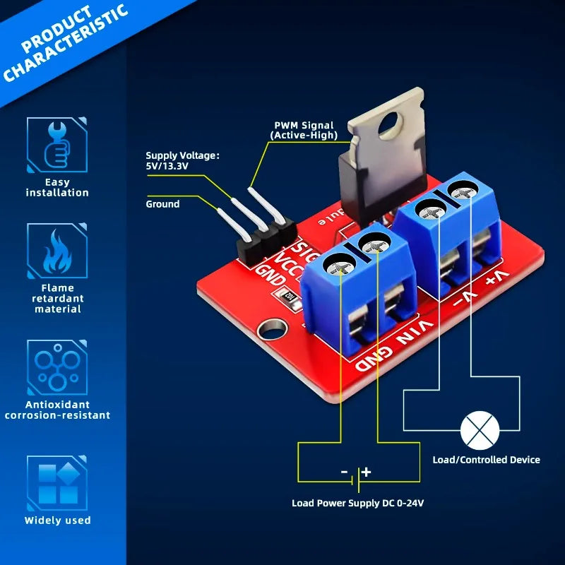 5/10/20PCS 0-24V Top Mosfet Button IRF520 MOS Driver Module for Arduino MCU ARM Raspberry Pi