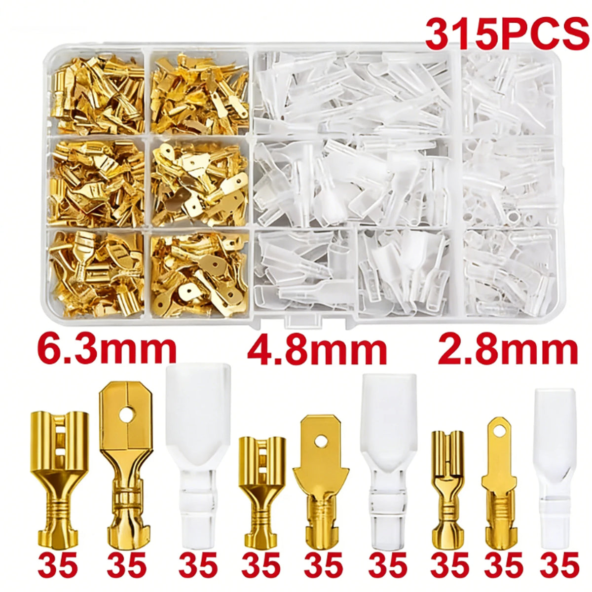 Box Insulated MaleFemale Wire Connector 2.8/4.8/6.3mm Electrical Crimp Terminal Termin Spade Connector Assorted Kit 900pc-135pcs