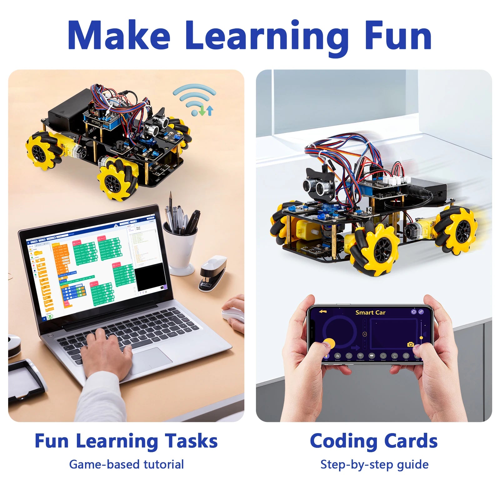 ACEBOTT Robot Toy Starter Kit for Arduino Project with ESP32 and Code Learning Develop Skill Full Version Smart Car Kit