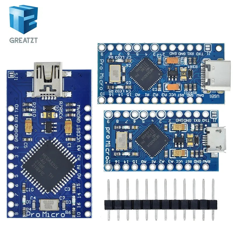 Pro Micro ATmega32U4 5V 16MHz Replace ATmega328 For Arduino  Pro Mini With 2 Row Pin Header For Leonardo Mini Usb Interface