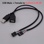 USB Male Female Terminal Data Line To Head JST 1.25/ZH1.5/PH2.0/XH2.54-4Pin Adapter Extension Touch Screen Cord