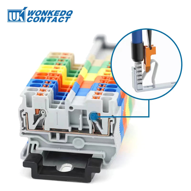 10Pcs PT2.5 DIN Rail Terminal Block Push-in Connector 2.5mm² Cable Screwless Plug Electrical Wire Connect NS35 PT 2.5