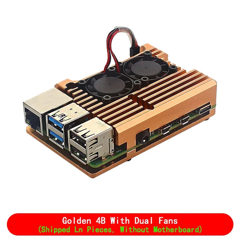 Pi 4 3 B 3B plus aluminum case with dual cooling fan metal shell enclosure for RPI Raspberry Pi 4 3 model