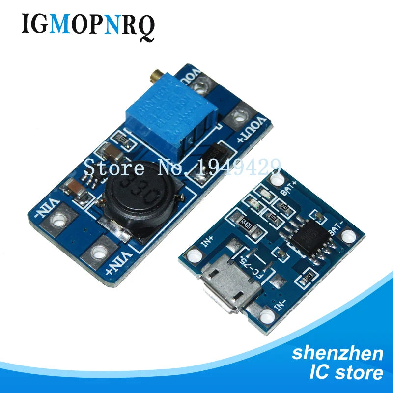 Micro USB 5V 1A 18650 TP4056 module for lithium battery charger charging board with protection + MT3608 2A DC-DC boost converter