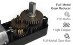 All-Metal TT Encoder Motor, 12PPR Hall Encoder, High Torque 1:90 Gearbox, Metal Shaft DC Geared Motor, DC 3-12V Gearbox Motor
