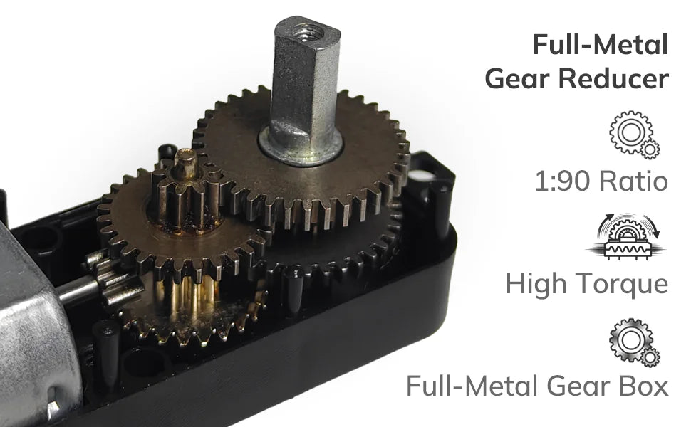 All-Metal TT Encoder Motor, 12PPR Hall Encoder, High Torque 1:90 Gearbox, Metal Shaft DC Geared Motor, DC 3-12V Gearbox Motor