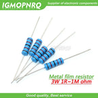 100pcs 3W Metal film resistor 1% 1R ~ 1M 1R 4.7R 10R 22R 33R 47R 1K 4.7K 10K 100K 1 4.7 10 22 33 47 4K7 ohm resistance