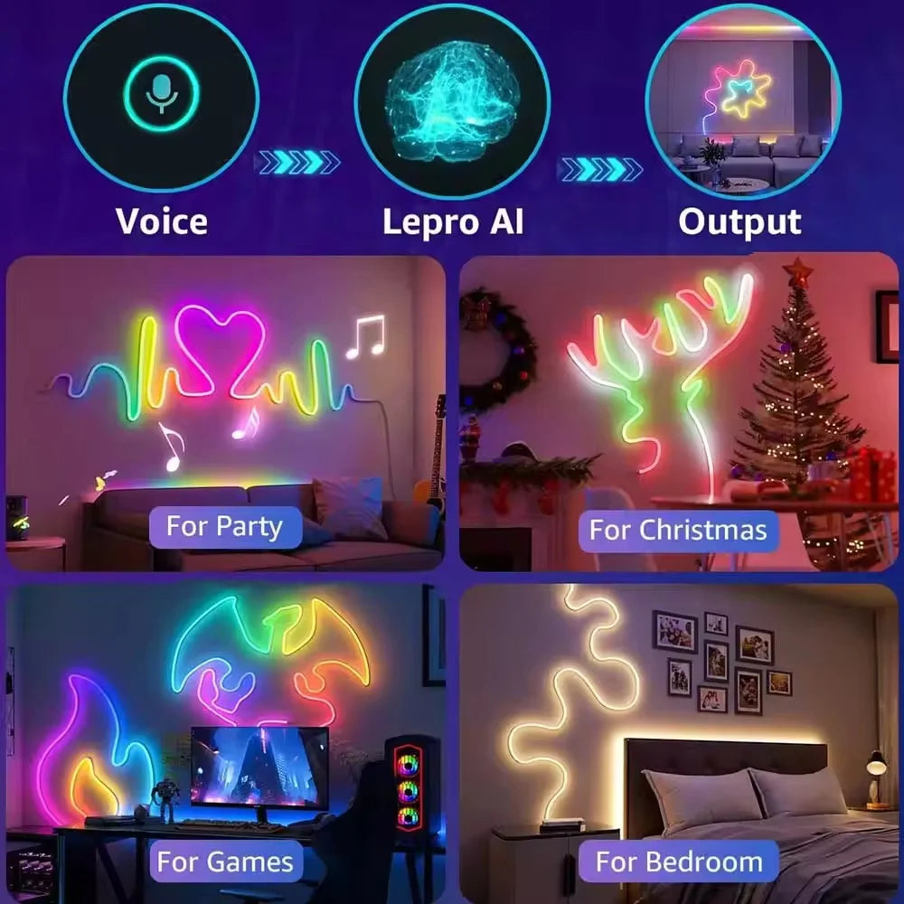 5V RGB+IC Neon Light Strip 15M USB Waterproof Flexible LED Light Strip Music Synchronization Bluetooth Remote Control DIY Home Decoration Changes Ambient light