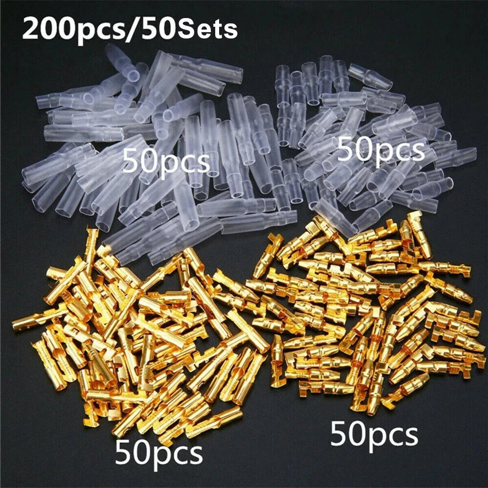 4.0 Bullet Crimp Terminal Car Electrical Wire Connector with Insulated Sleeve Copper Male and Female Quick Wire Connectors Sets
