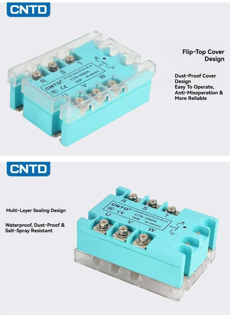 CNTD 3‑Phase Solid State Relay CTRE‑DA Series DC Control AC 10‑120A Industrial SSR Module 4‑32VDC Input 40‑480VAC Output