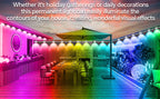 60M & 200FT Permanent Outdoor LED Eaves Lights RGB Waterproof Smart String Lights App Remote Control Color Changing Lamp for House Roof Garden Christmas Holiday Party Daily Accent Lighting