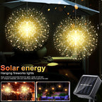 Solar Firework Lights Outdoor  - 90/150/200 LEDs, 8 Modes, Copper Wire Hanging Fairy Lights For Yard, Patio, Tent,Party,Xmas