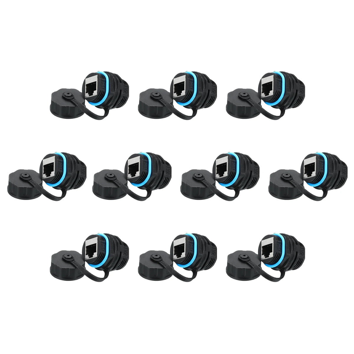 5/10Pcs RJ45 Panel Mount Coupler IP68 Shielded Panel Mount Bulkhead Ethernet LAN Pass Through Connector for CAT6/CAT5E/CAT5