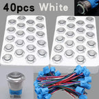 40pcs 22mm Push Button Switch Latching Momentary Metal PC Power LED Light On Off with Wire Waterproof 12v 3v 5v 6v 24v 220v Red