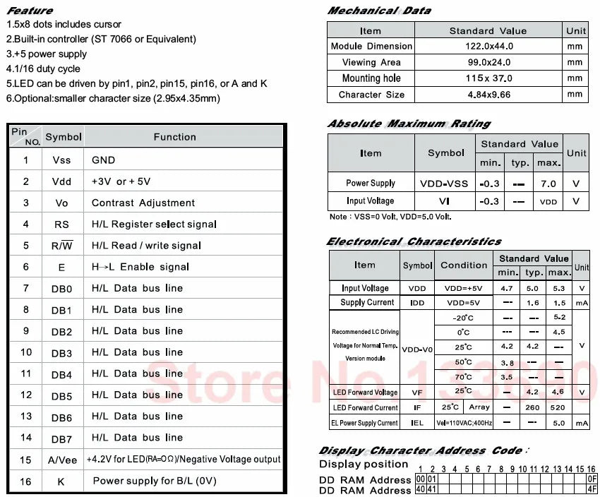 5PCS Larger LCD 1602 16x2 Large Character Big Size Yellow Blue Display Module 122*44mm HD44780 SPLC780D LMB162GBY