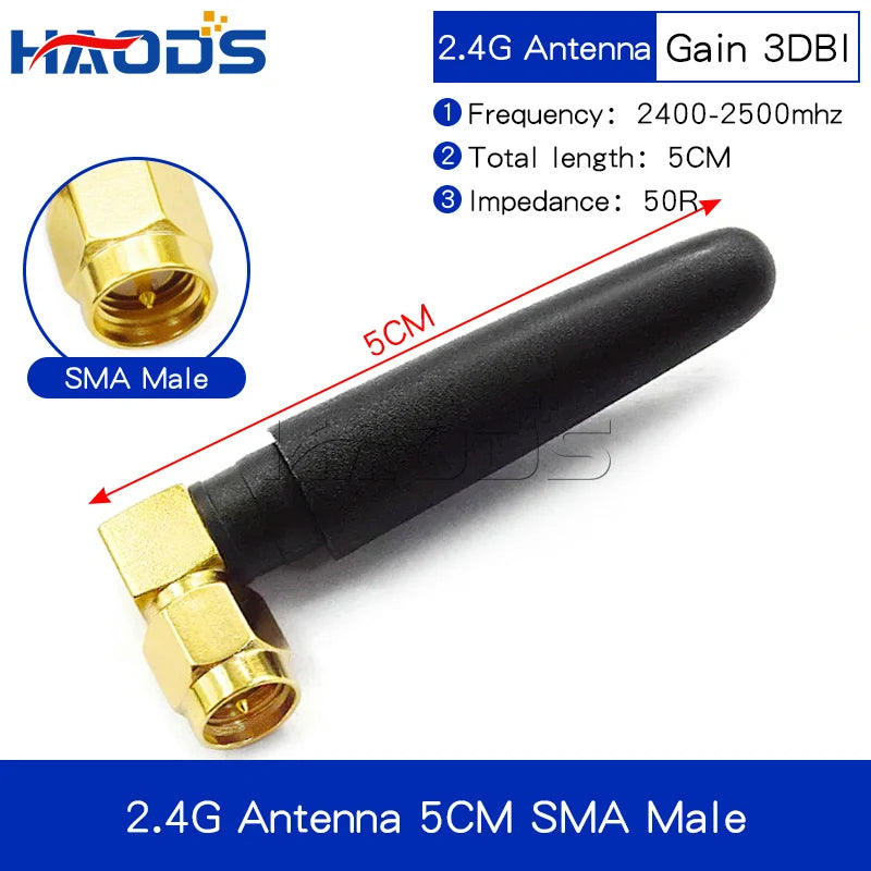 2PCS 2.4G Antenna Fold Glue Stick 3DBI WLAN Router Antenna Wifi Module Signal Enhancement 2400-2500mhz SMA Male Connector 6DBI