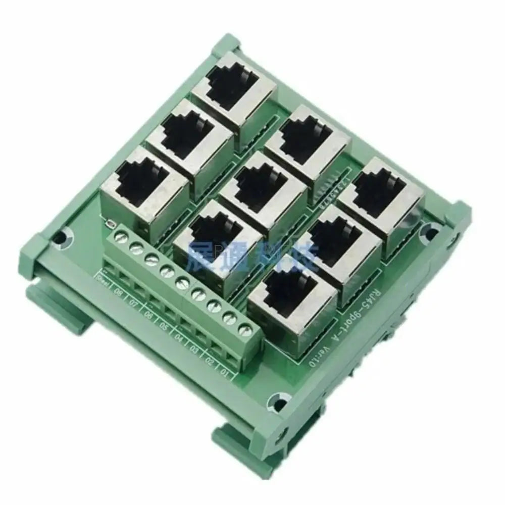 1 To 9 Port RJ45 To Terminals Breakout PCB Board Ethernet LAN Interface Terminal Module Adapter Switch Din Rail Mounting