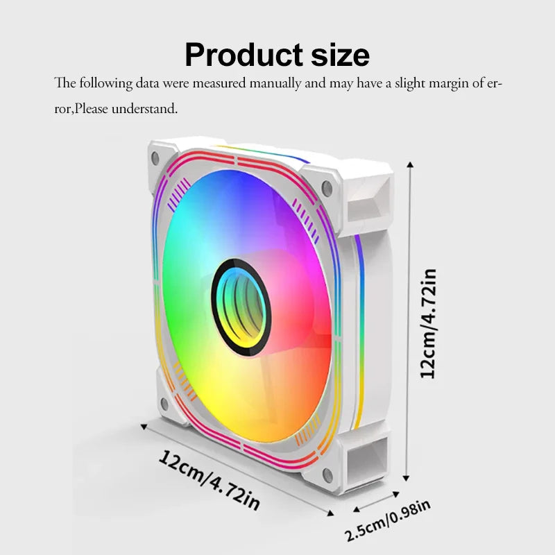 This ARGB Cooling Fan Kit Includes Five 120mm Cooling Fans and a PWM ARGB 2-in-1 Hub, Suitable for Computer Cases (Forward Fan)