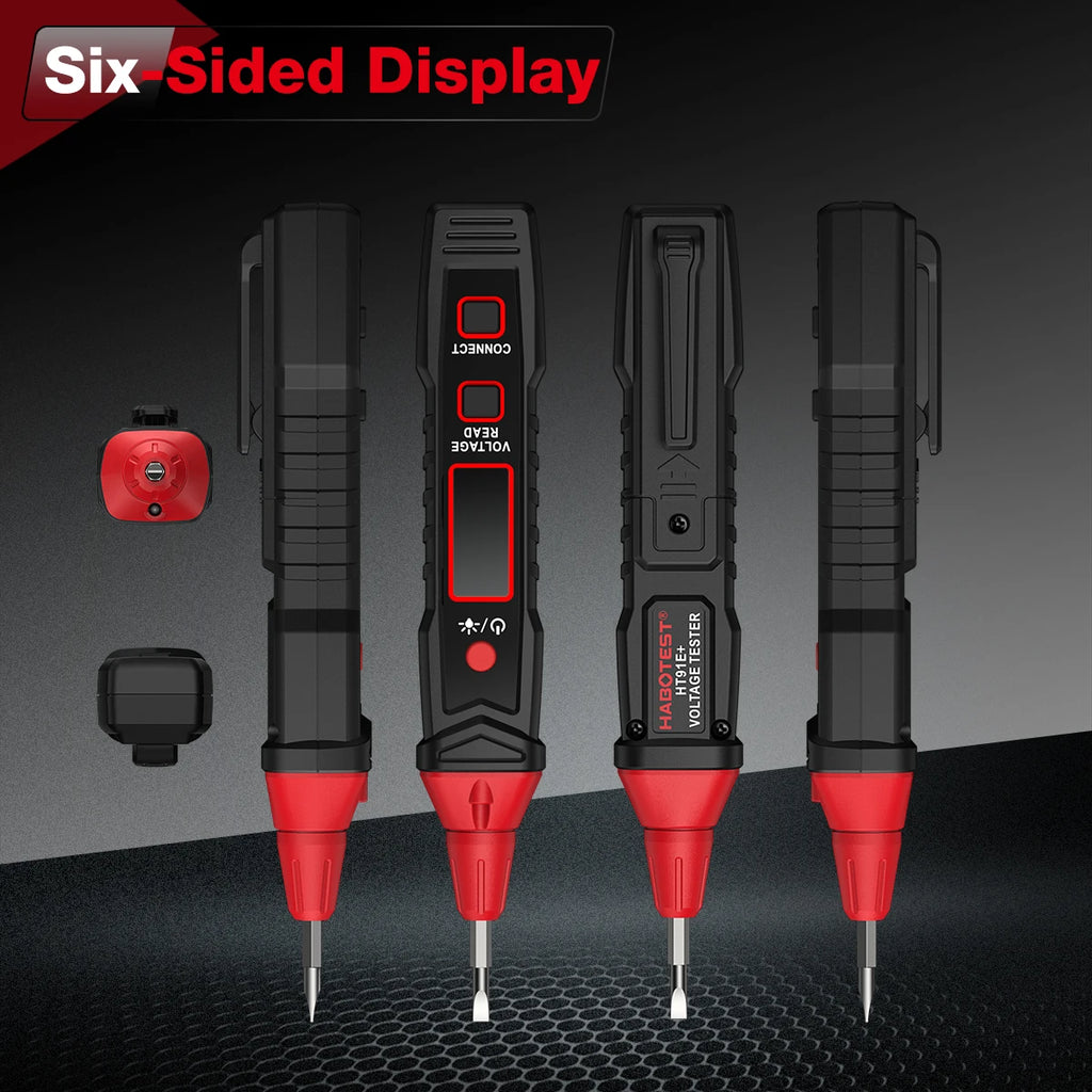 HABOTEST Digital Voltage Tester Pen HT91E+ LCD AC Voltage Detector 12-300V Live Neutral Wire Finder Flashlight  Electrical Tool