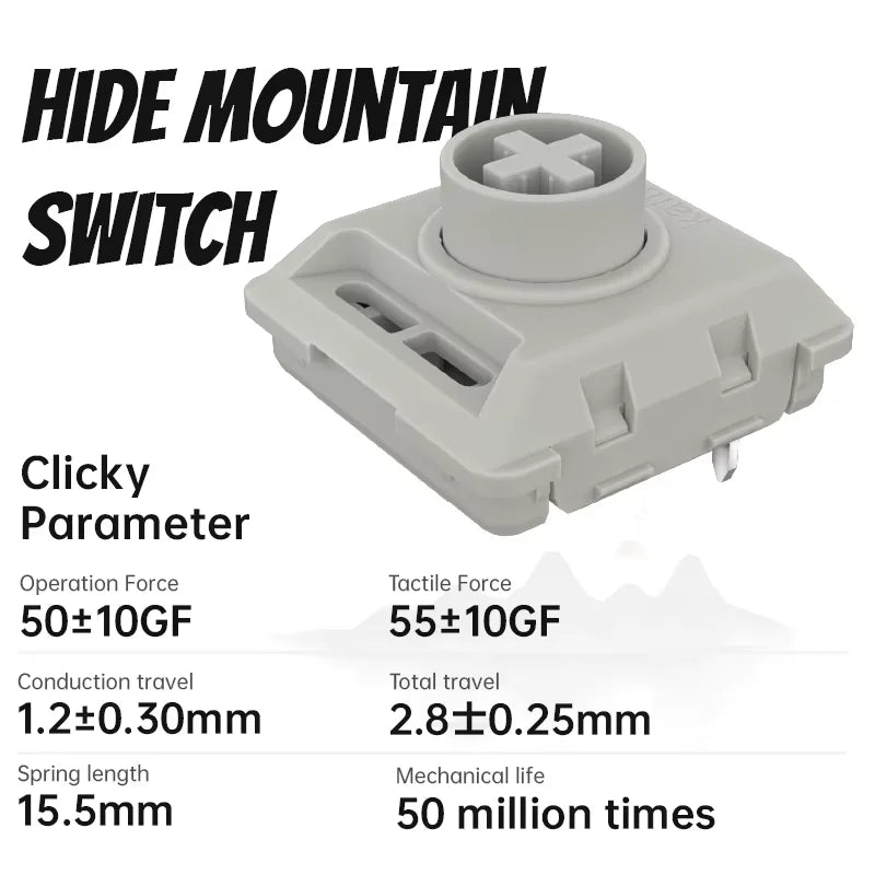 Kailh Full POM Mini Switch Low-profile Mechanical Keyboard Clicky Tactile Linear Hide Mountain Black Cloud White Rain 1353Hitbox