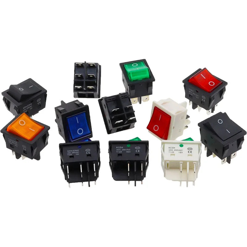1PCS 40A 250V AC High Current,ON/OFF,4/6Pin Special for Eelding Machine,KCD4,Sterling Silver Point,Rocker Power Button Switches