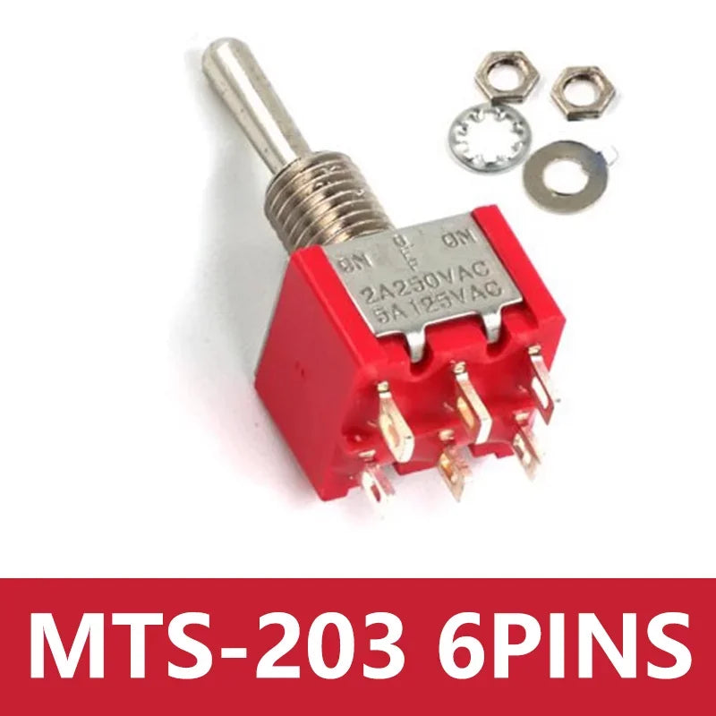 10pcs 6mm Miniature Switches Toggle Switch Single Pole Double Throw Mini Waterproof Cap Micro Switch ON-OFF-ON 6A
