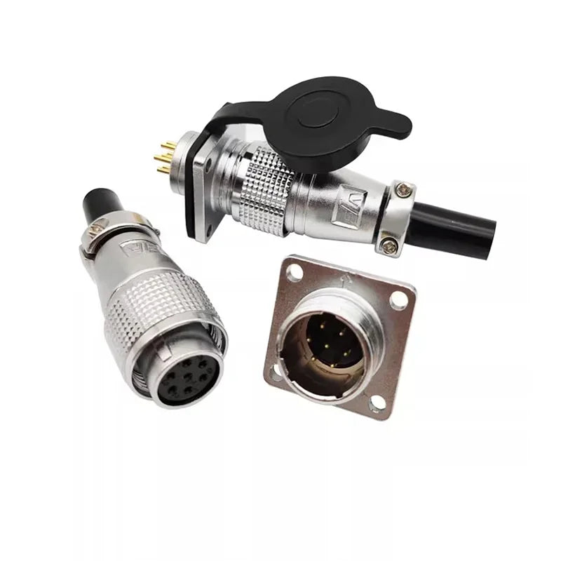 PLS24 WS24 6/10/12/19 Pin Metal Circular Aviation Socket Plug Wire Female Male Connector M24 Threaded Coupling Panel