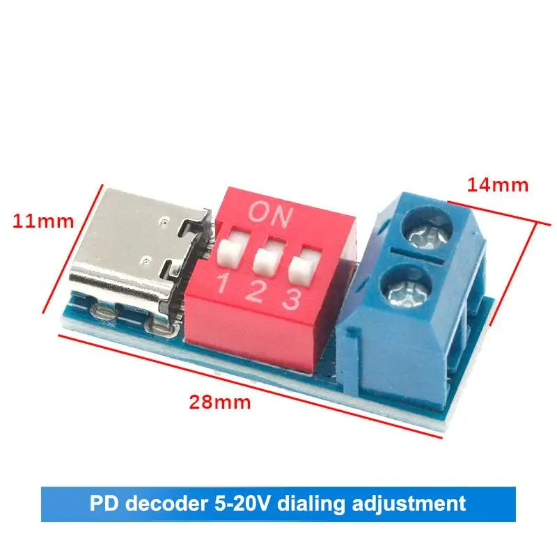 @*PD Trigger Module Type-C 5/9/12/15/20V Adjustable Fast Charging Decoy Board for DIY Electronics Projects