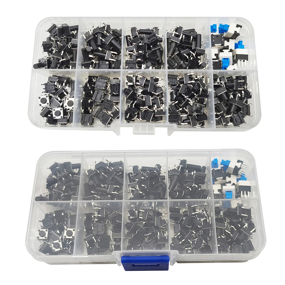 1Box 6x6mm 12x12mm Tactile Tact Push Button Mini Micro Switch Kit PCB Momentary Self-reset Switches DIP 2Pin 4Pin ON/OFF