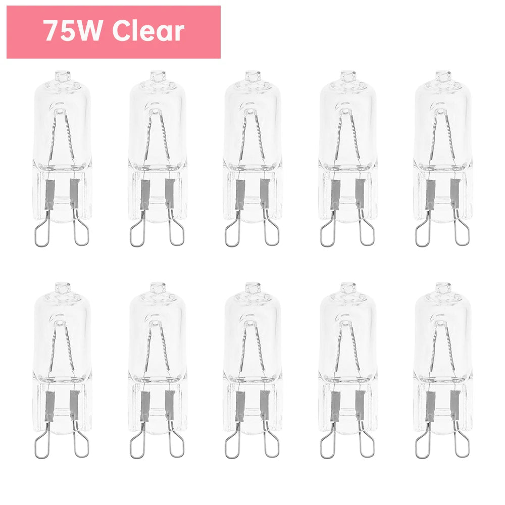 10pcs G9 25W 40W 60W Halogen Light Bulbs 2 Pin Base Warm White Small Bulb Lamps for Chandeliers / Cabinet Clear Frosted Lights